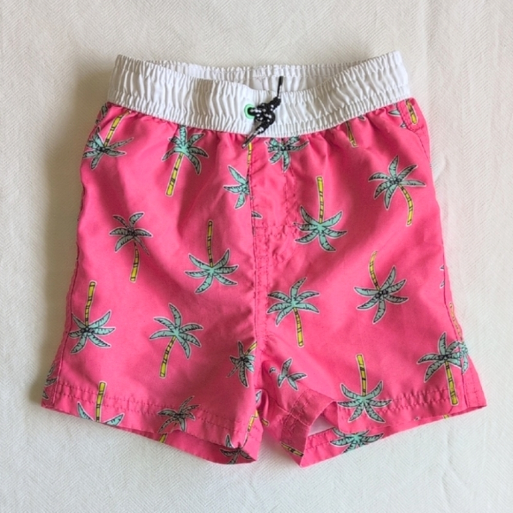george pink tropical palm print swim trunks 12-18 months baby toddler boys